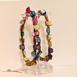 Colorful Shell Beaded Bracelet Trio